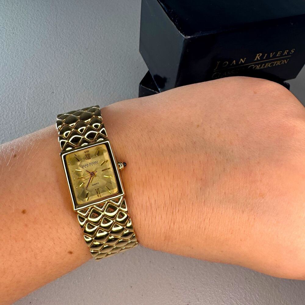 Joan Rivers Classics Collection gold-tone rectangular quartz wristwatch